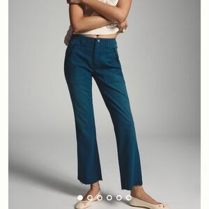 Anthropologie Pilcro Yaya Crop Flare Pants in Dark Turquoise